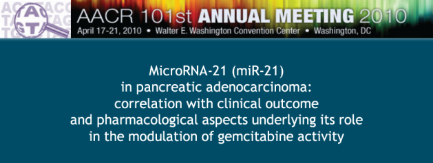MicroRNA-21 (miR-21) in pancreatic adenocarcinoma: correlation with clinical outcome and pharmacological aspects underlying its role in the modulation of gemcitabine activity